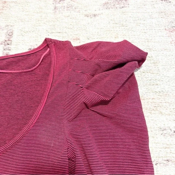 Free People Penelope Red Stripe Puff Sleeve Stretch Knit Top Size Small - Picture 7 of 10